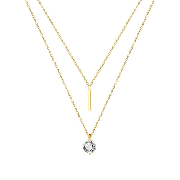 One and Zero Double Layer Necklace in Sterling Silver