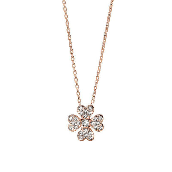 Bling Clover Necklace with Sterling Silver - ybzring