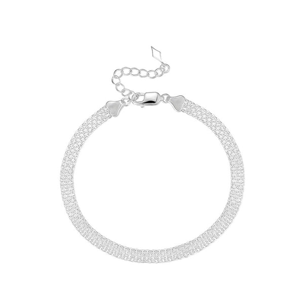 18K Silver Cuban Curb Link Adjustable Bracelet