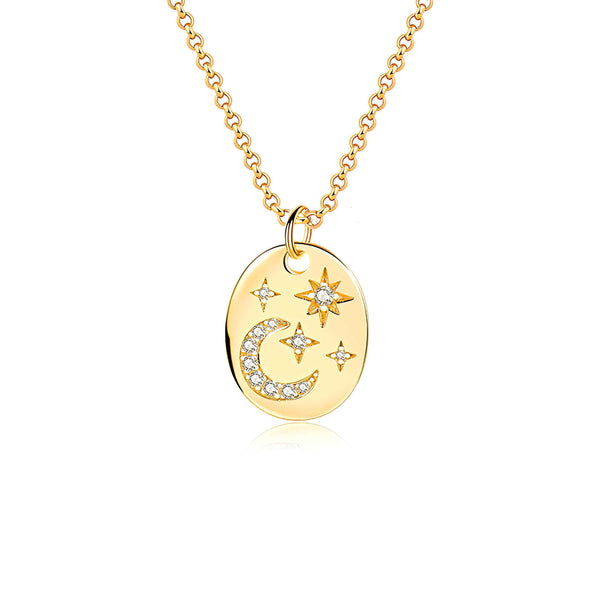 Golden Star and Moon Necklace
