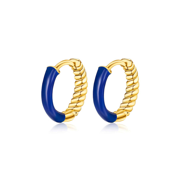 Blue-Gold Huggie Earring