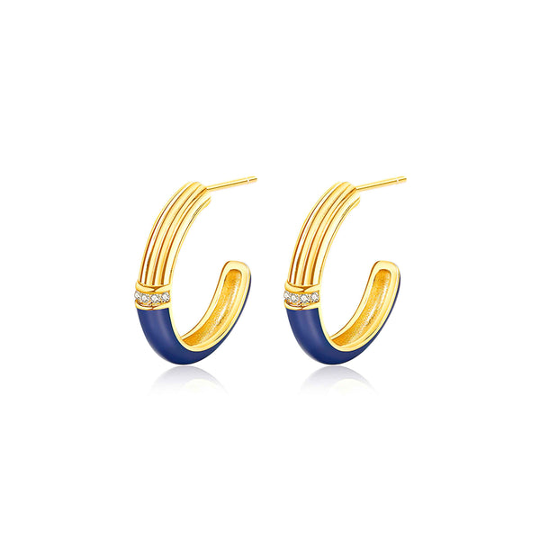 Blue-Gold C Hoop Earring