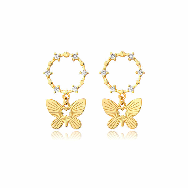 Golden Butterfly Dangle Drop Earrings
