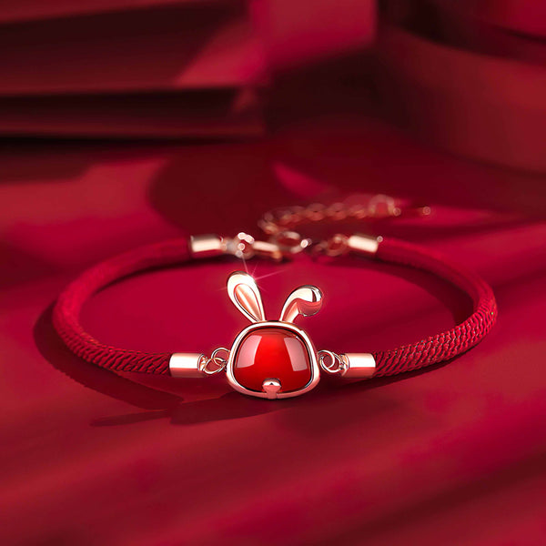 Red Onyx Rabbit Bracelet
