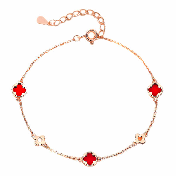 Red Onyx Clover Bracelet