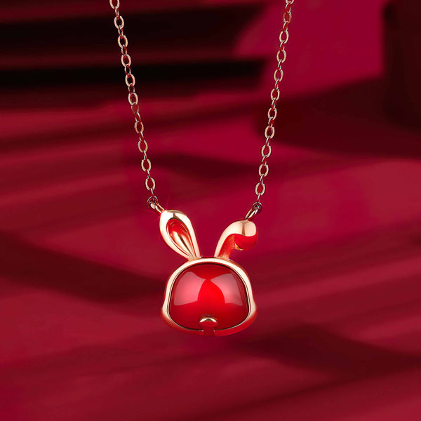 Red Onyx Rabbit Necklace