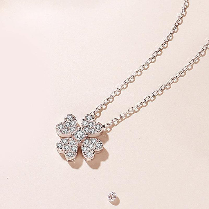 Bling Clover Necklace with Sterling Silver - ybzring